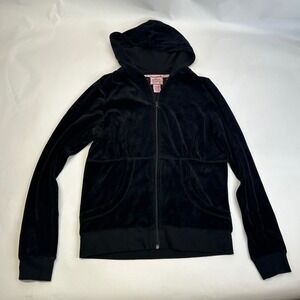 Vintage Y2K 90s‎ Sarah Johnson Black Velour Zip Up Hoodie Womens Large